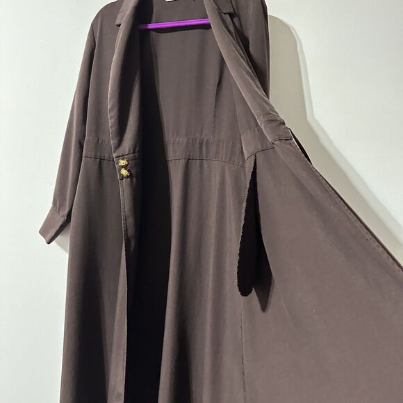 Soft Surroundings Quintessa Maxi Wrap Dress Pockets Size M Brown Long Sleeve - Picture 10 of 12